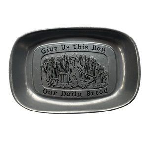 Carson Give Us This Day Our Daily Bread Pewter Bread Plate 9” by 6” Silver Plate